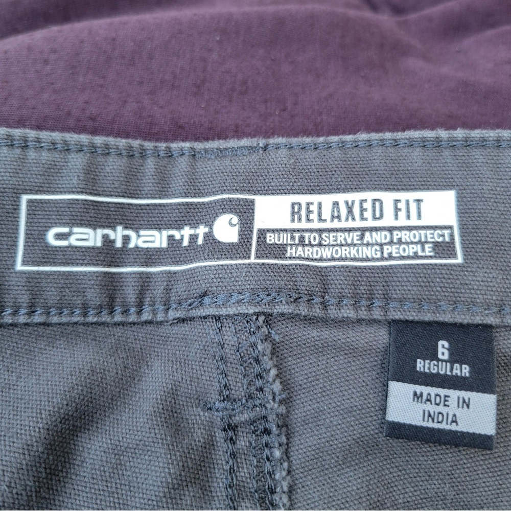 Carhartt Rugged Flex Relaxed Fit Canvas Work Pants Gray Sz 6 Reg Utility Outdoor - Picture 4 of 12